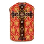 A Roman Chasuble, thick gold thread embroideries, an image of the holy spirit.