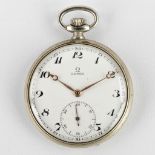 Omega, a pocket watch with stainless steel case. 20th C. (W:4,7 cm)