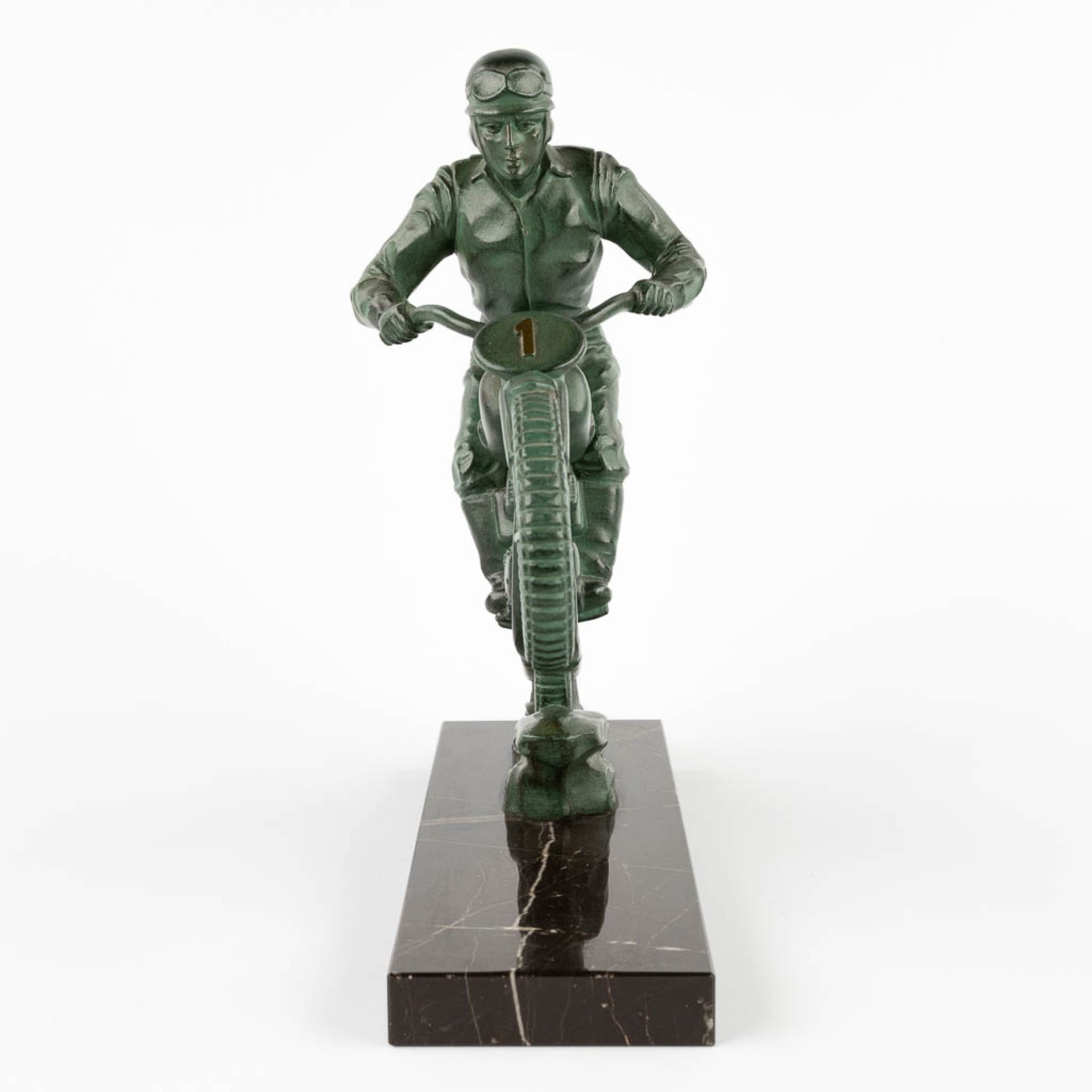 Jacques LIMOUSIN (XX) 'Motor' green patinated spelter. (D:9 x W:28 x H:27 cm) - Bild 7 aus 15