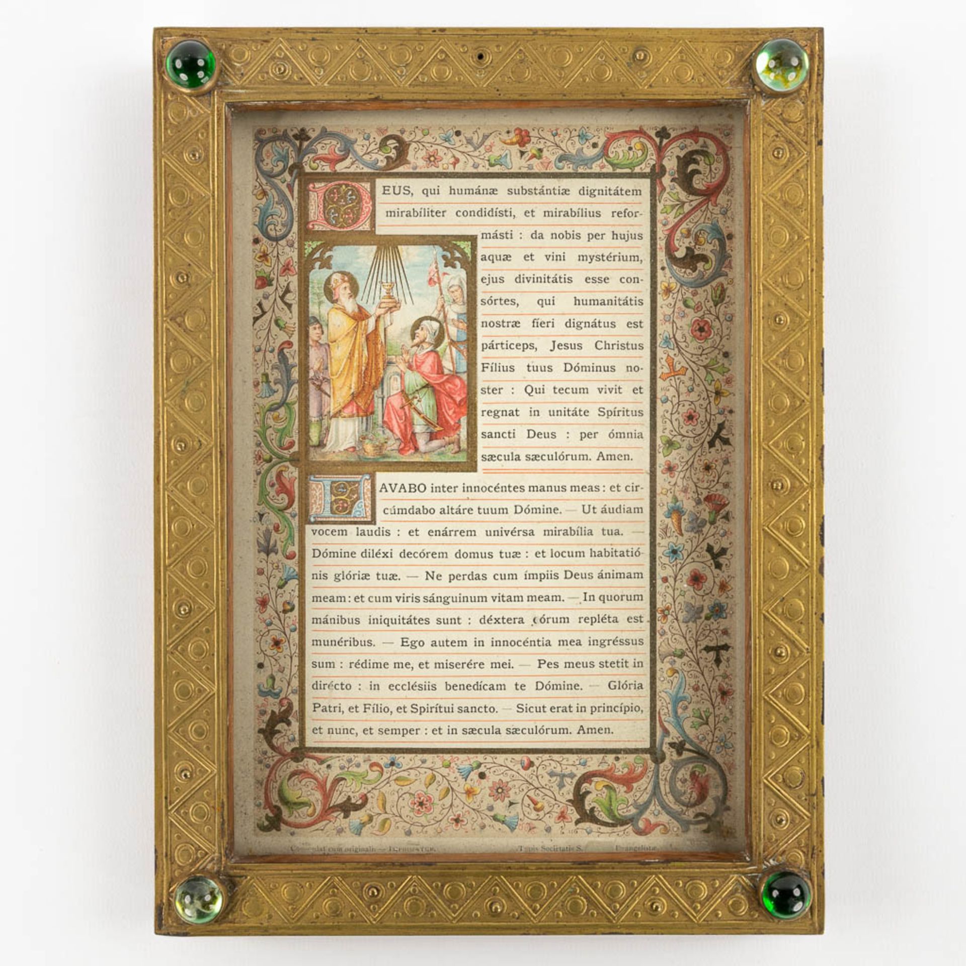 A set of 3 Religious Frames or Canon Boards. Wood with brass and finished with cabochons. Circa 1900 - Image 5 of 9