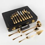 A gold-plated 'Royal Collection Solingen' flatware cutlery set, made in Germany. Model 'Perles' (D:3