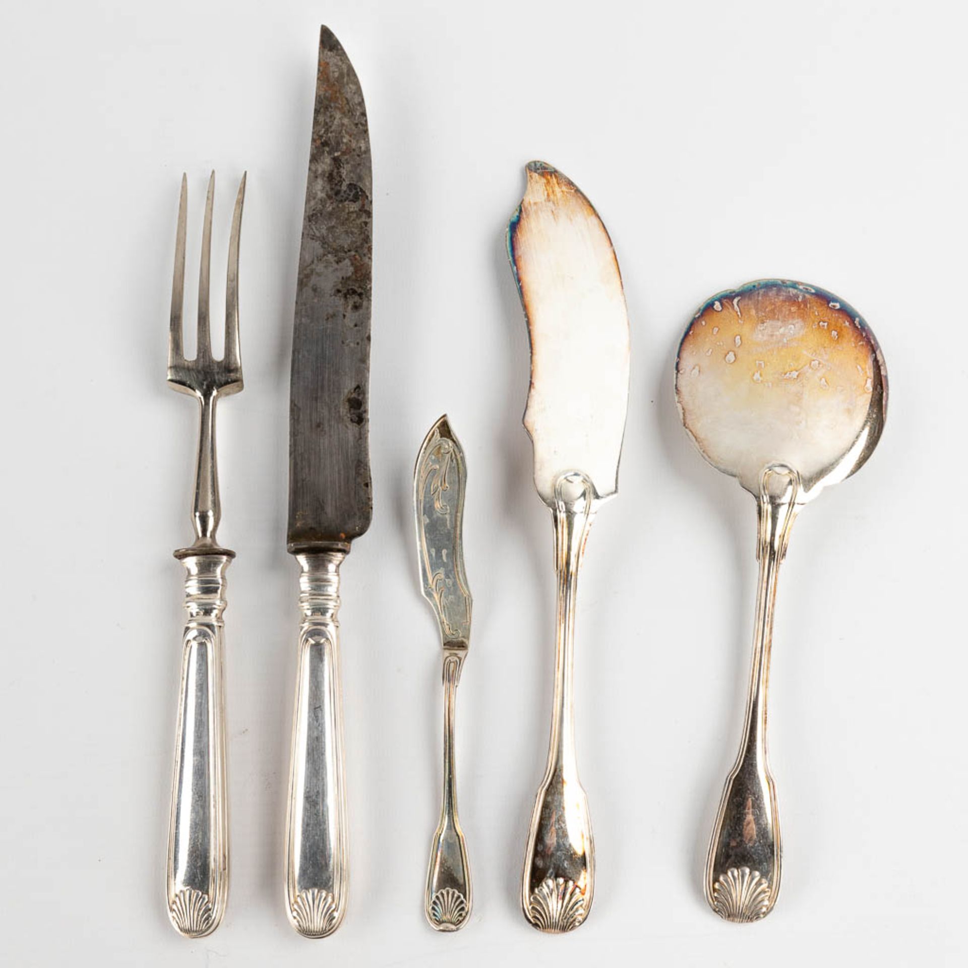 Lemaire & De Vernissy, 'Cocquille' a silver cutlery set. Added Christofle 'Coquille'. 4,717 kg. - Bild 16 aus 24