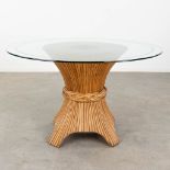 John MCGUIRE (1920-2013)(Atrr.) 'Sheaf of Wheat table or Bamboo table' glass top with an etched star