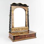 An antique table mirror, Boulle, Tortoiseshell and copper inlay, Napoleon 3, 19th C. (D:30 x W:52 x