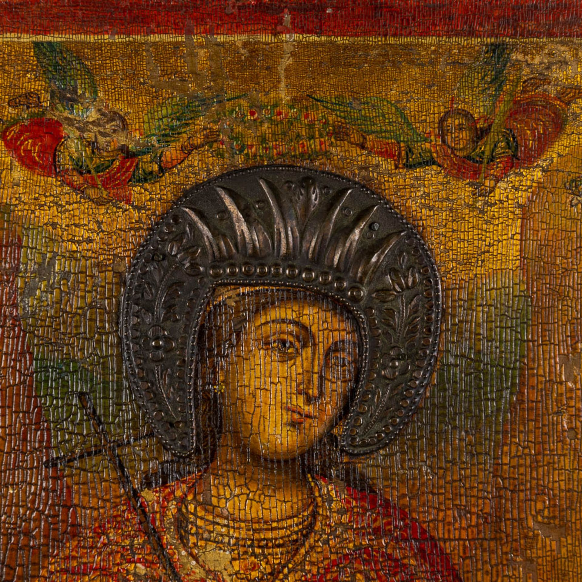 An Eastern European Icon 'The Legend of Saint Catharina'. Dated 1854. (W:48 x H:64 cm) - Bild 5 aus 12