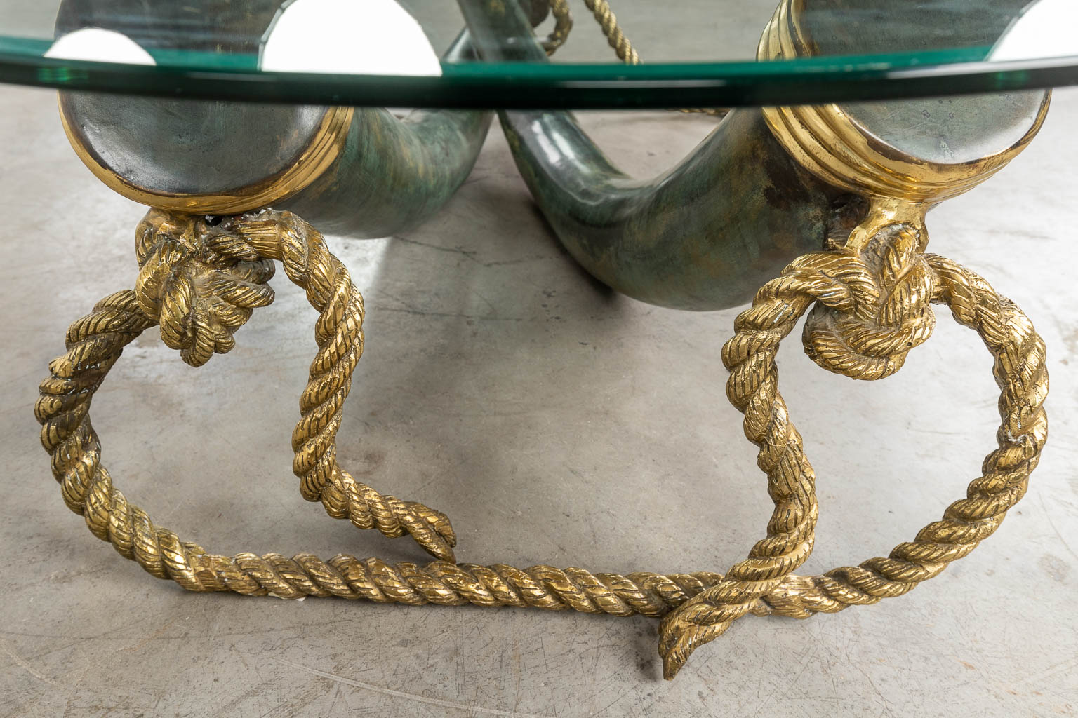 A coffee table, faux tusks, bronze, Valenti, Spain. Circa 1980. (D:100 x W:168 x H:40 cm) - Image 11 of 11