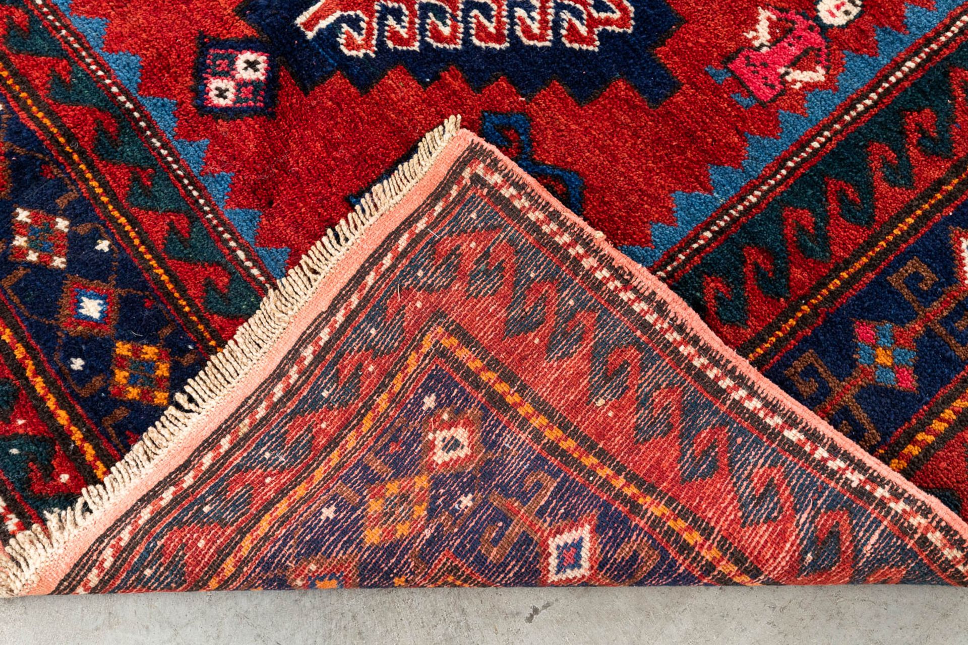 An Oriental hand-made carpet, Kazak. 1949. (D:230 x W:150 cm) - Image 8 of 11