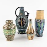 Four decorative vases, glazed and mosaic ceramics, Amphora Austria, Vallauris. (D:17 x W:19 x H:36 c