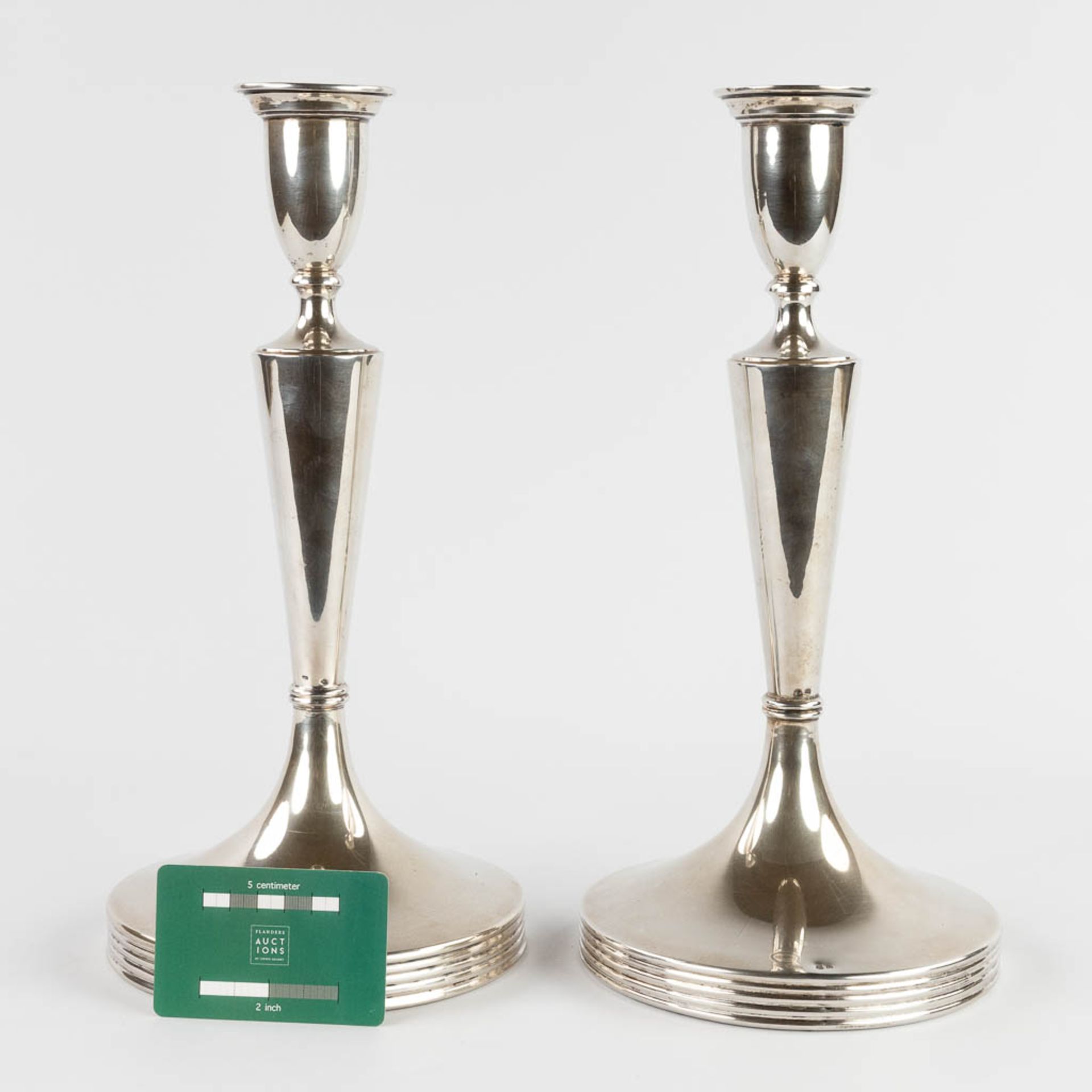 A pair of candle holders, silver, 800/1000, marked Vienna, Austria. 1872-1922. 1152g. (W:16,5 x H:34 - Image 2 of 10