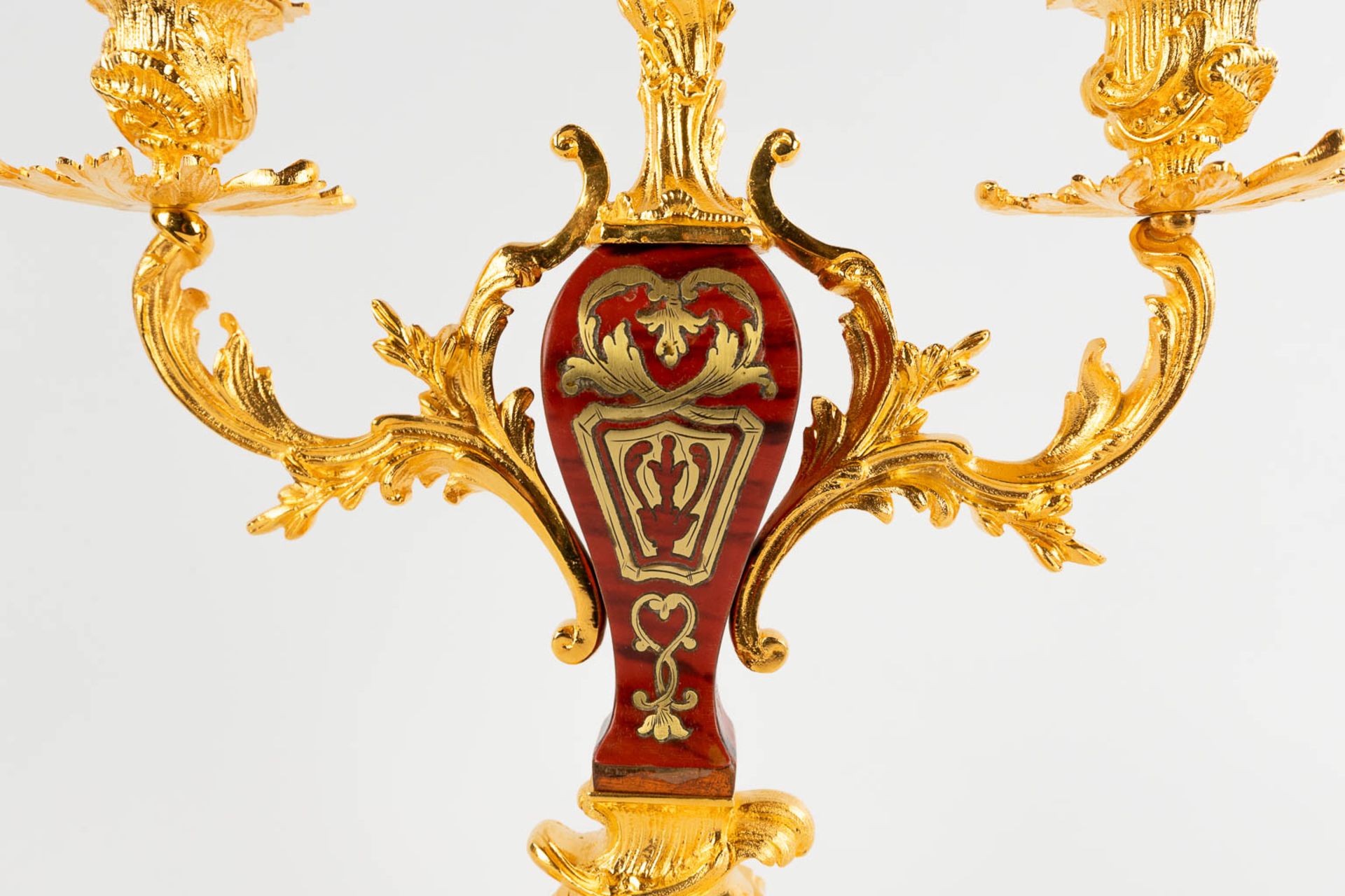 Three table candelabra, gilt bronze and Boulle, tortoise Shell and copper inlay. Napoleon 3, 19th C. - Image 11 of 12