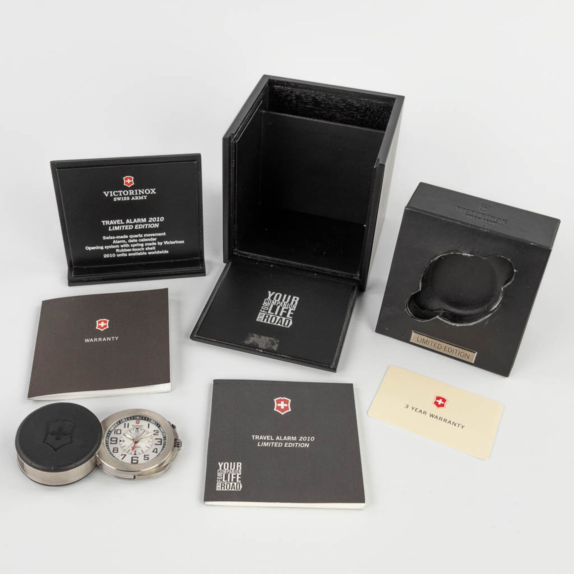 Victorinox, a travel alarm clock in the original box. Limited edition, 2010. (W:5,6 cm) - Image 3 of 16