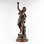 Mathurin MOREAU (1822-1912) 'Le Voila' patinated spelter. (H:89 x D:31 cm)