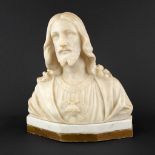 Auguste Henri CARLI (1868-1930) 'Bust of Jesus Christ' sculptured alabaster. (D:18 x W:35 x H:37 cm)