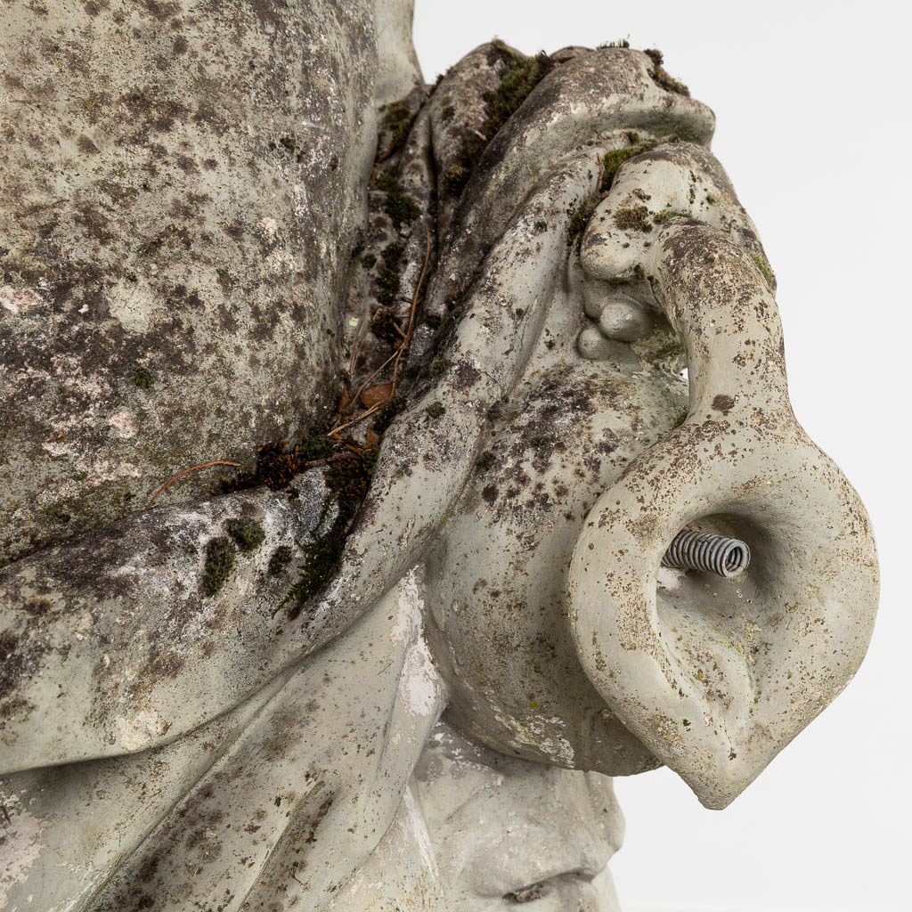 A large garden figurine of Bacchus, concrete, 20th C. (D:56 x W:74 x H:183 cm) - Image 7 of 10