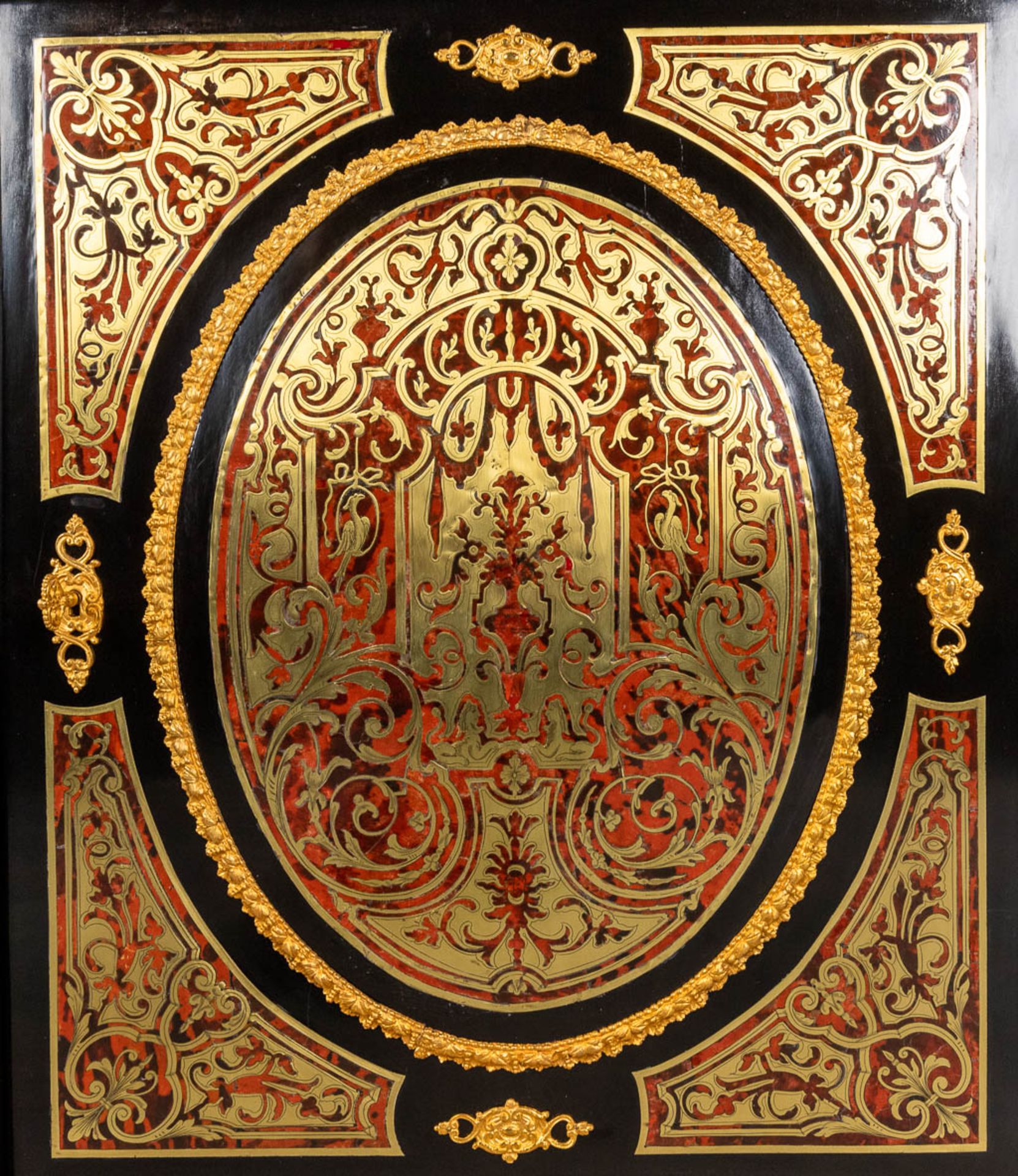 A pair of 'Boulle' cabinets, tortoiseshell inlay with brass. Napoleon 3, 19th C. (D:38 x W:82 x H:10 - Image 14 of 17