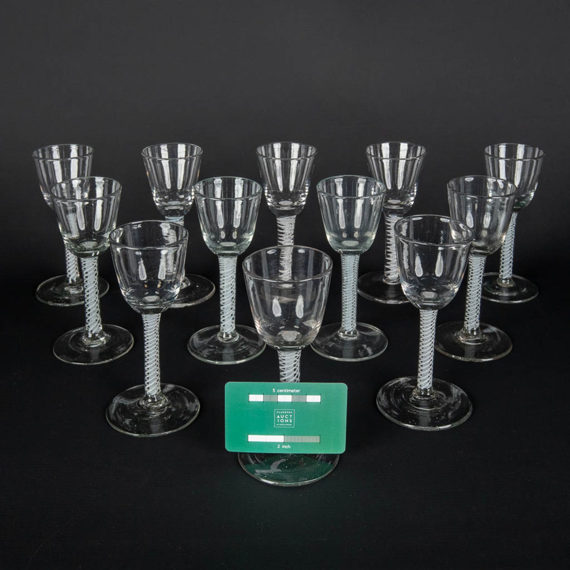 Twelve 'Twisted stem', hand-made glasses or goblets, Late 18th, early 19th C. (H:15 x D:7,5 cm) - Bild 2 aus 15