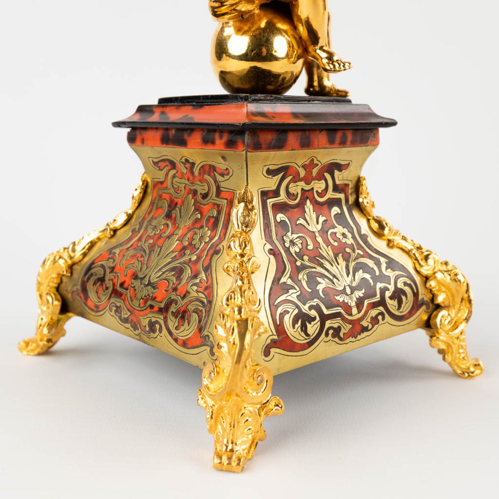 Three table candelabra, gilt bronze and Boulle, tortoise Shell and copper inlay. Napoleon 3, 19th C. - Image 8 of 12