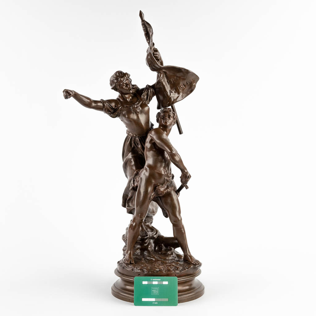 Adrien Etienne GAUDEZ (1845-1902) 'Pro Patria' patinated bronze. (D:23 x W:30 x H:59 cm) - Image 2 of 14