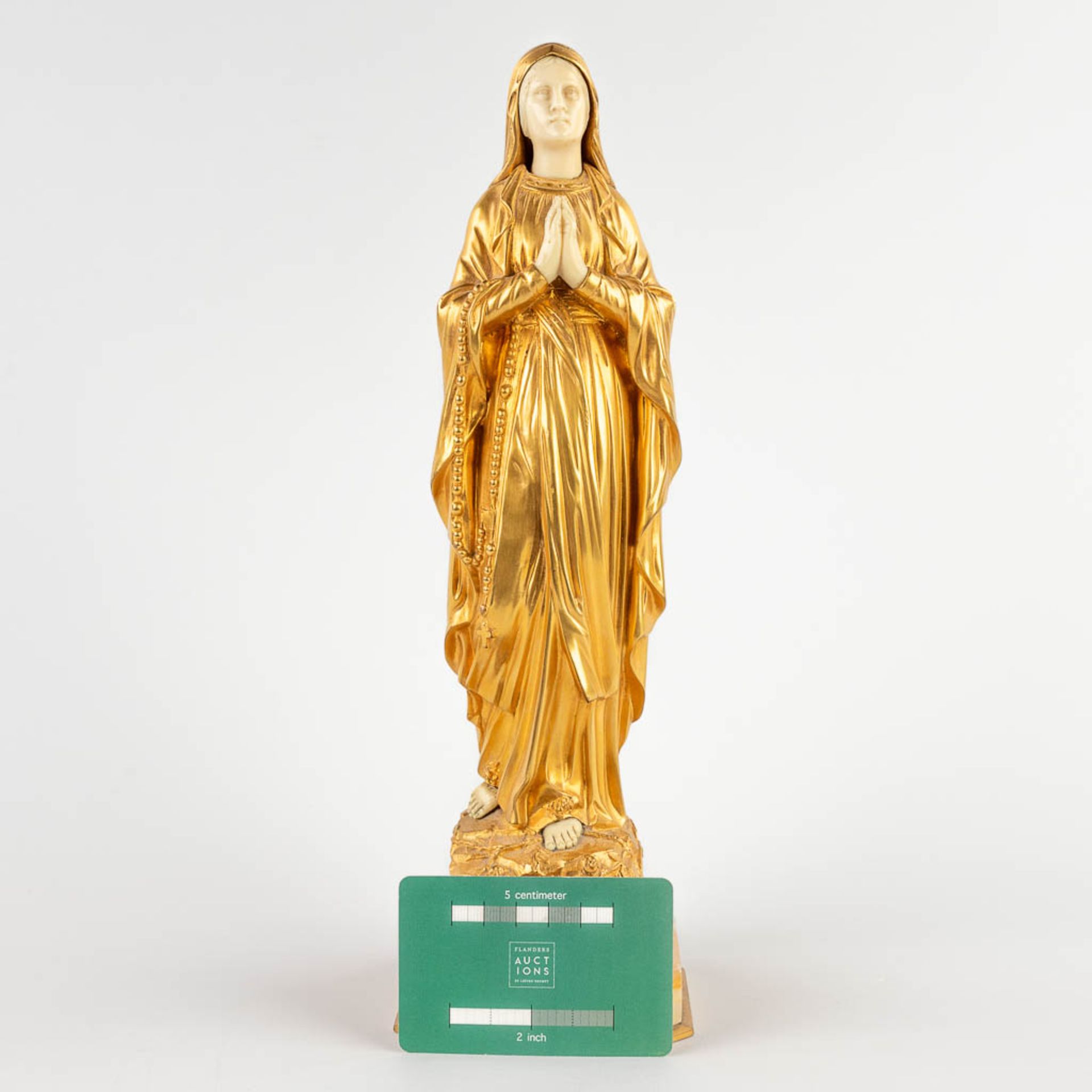 Dominique ALONZO (act.1910-1930) Mary, ormolu gilt bronze figurine, 19th C. (D:10 x W:10 x H:32 cm) - Image 2 of 13