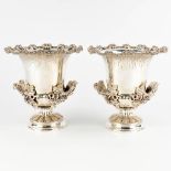 Elkington, UK, a pair of wine coolers, silver-plated metal and decorated with grape vines. 20th C. (