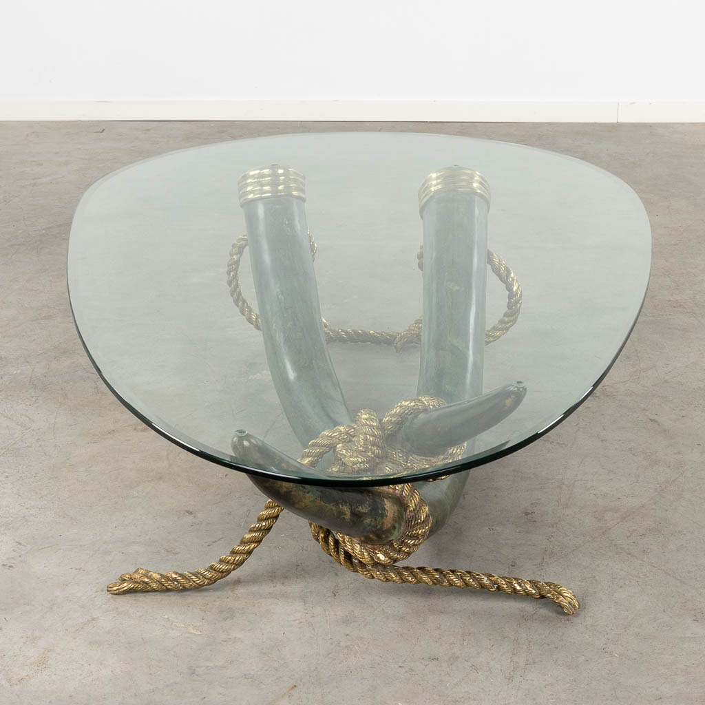 A coffee table, faux tusks, bronze, Valenti, Spain. Circa 1980. (D:100 x W:168 x H:40 cm) - Image 7 of 11