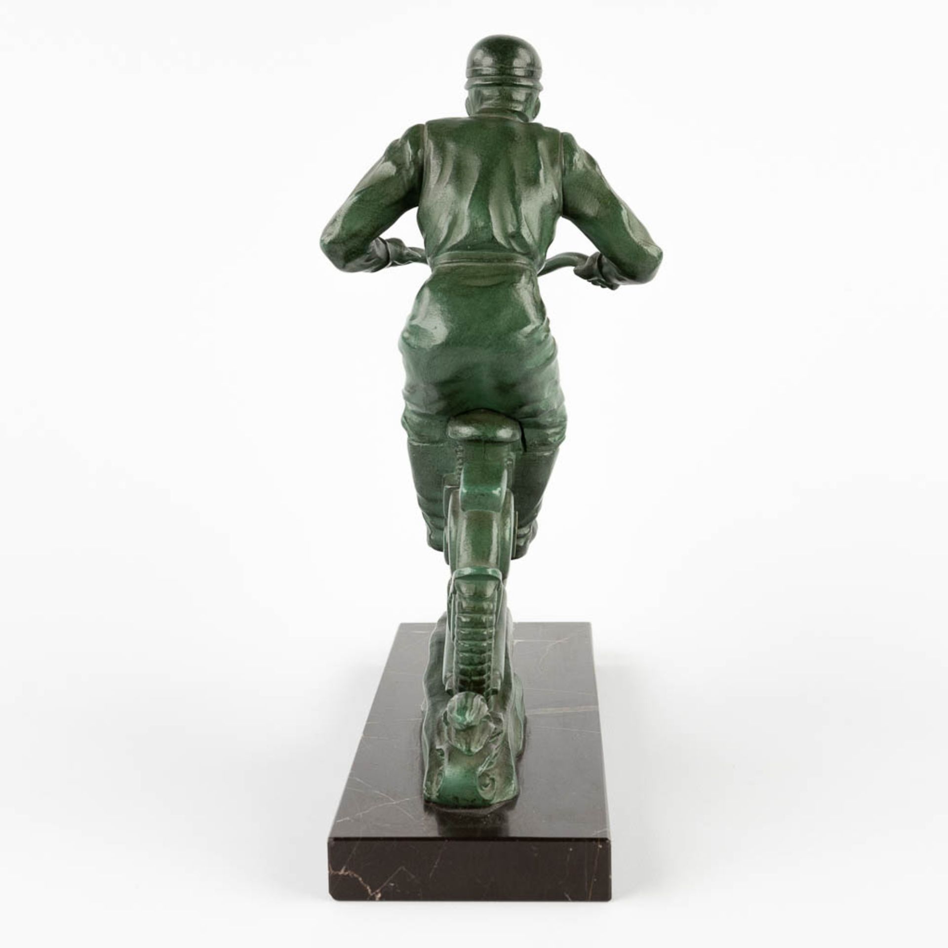 Jacques LIMOUSIN (XX) 'Motor' green patinated spelter. (D:9 x W:28 x H:27 cm) - Bild 4 aus 15