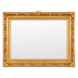 A large mirror, gilt stucco and wood. (W:140 x H:107 cm)