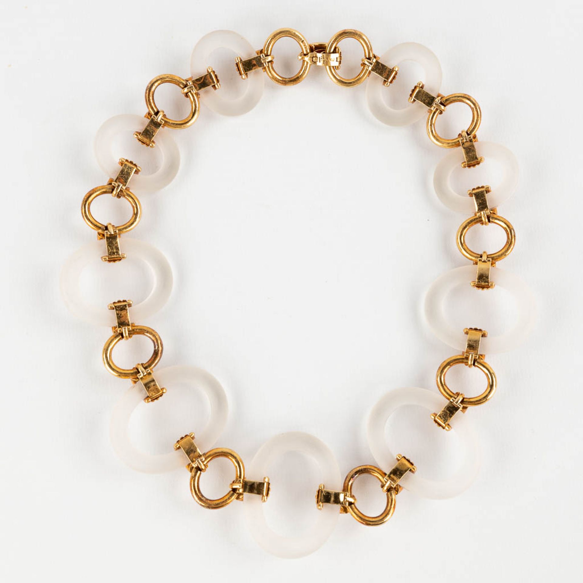 A necklace and bracelet, probably mountain crystal, 18kt gold with brilliant cut diamonds. (D:46,5 c - Image 10 of 22
