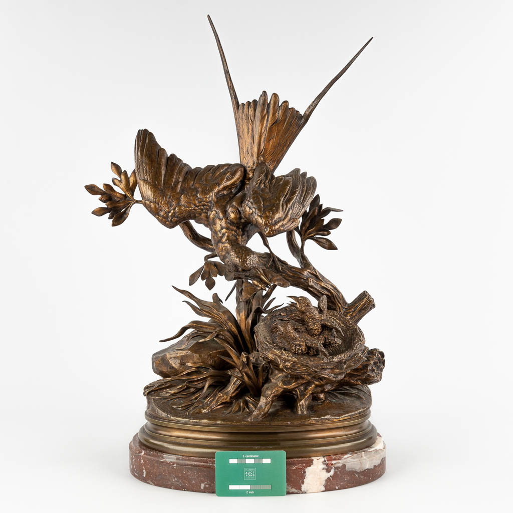 Jules MOIGNIEZ (1835-1894) 'Feeding Time' patinated bronze. (D:22 x W:34 x H:62 cm) - Image 2 of 12