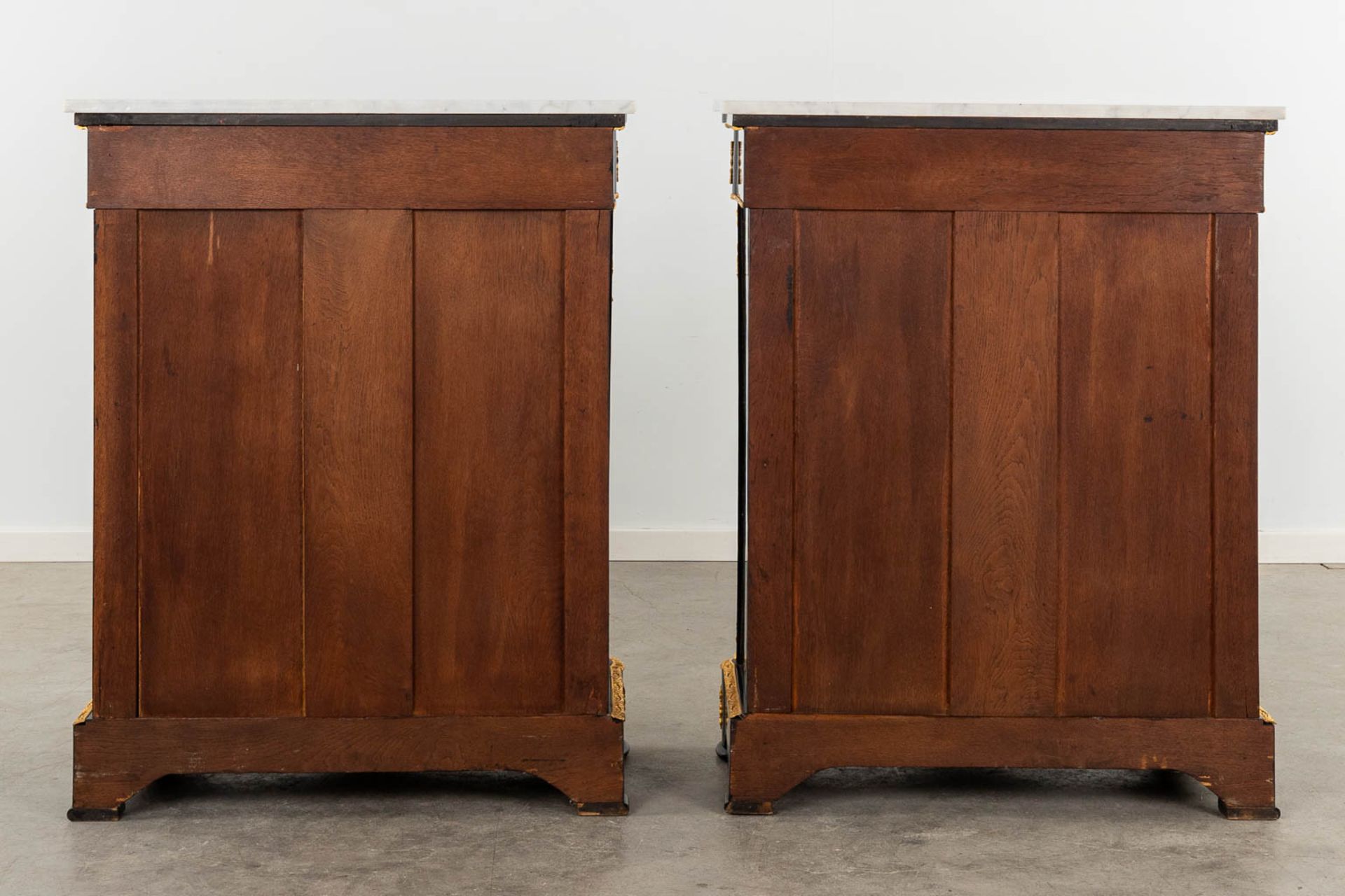 A pair of 'Boulle' cabinets, tortoiseshell inlay with brass. Napoleon 3, 19th C. (D:38 x W:82 x H:10 - Image 6 of 17