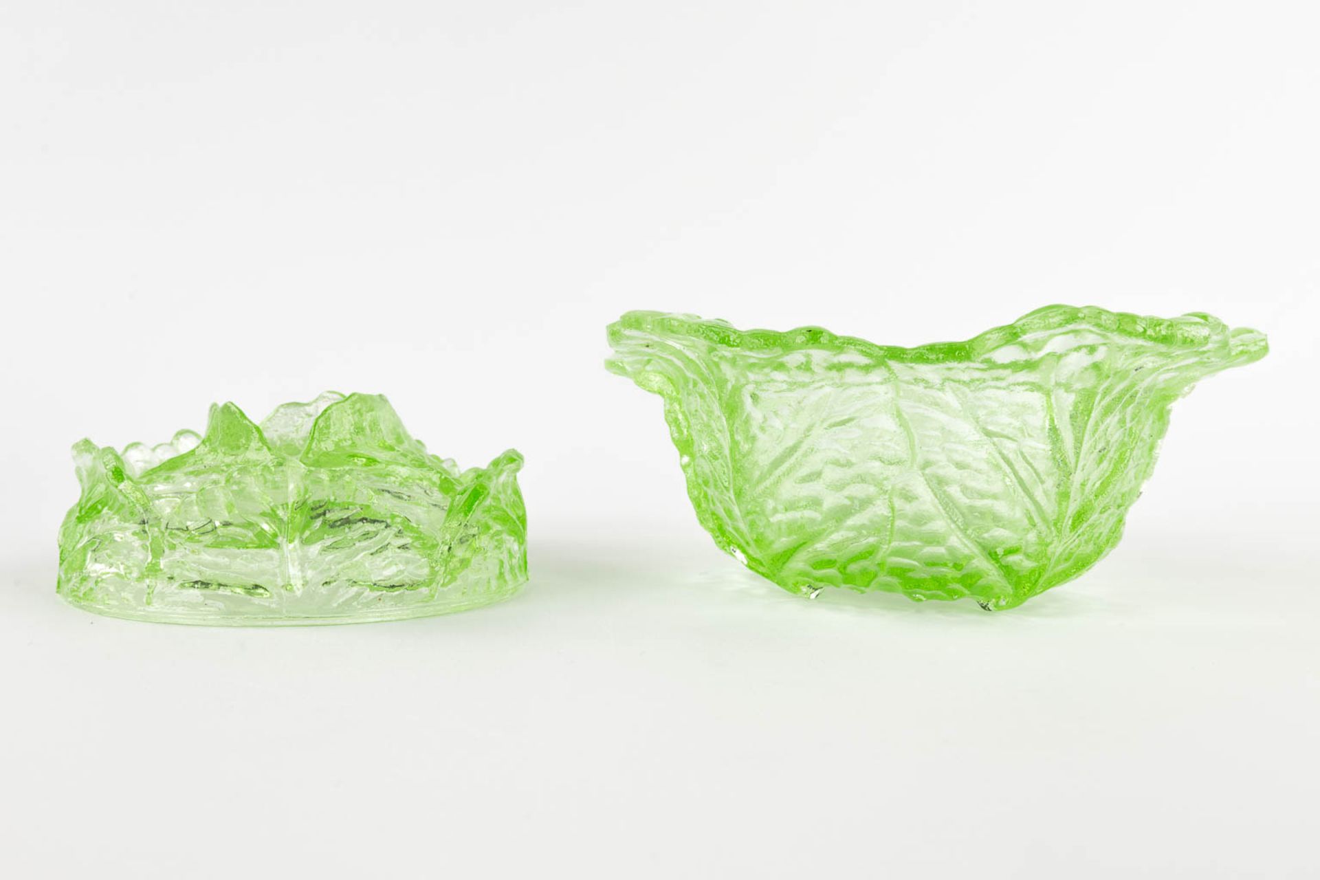 Three pieces of art glass, 'Cabbage' marked Portieux, France. 20th C. (H:11 x D:17 cm) - Bild 10 aus 12