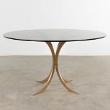 Boris TABACOFF (c.1927-1985)(Attr.) 'Round Table' gilt steel (H:72 x D:130 cm)