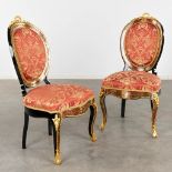 A pair of Chairs, Boulle technique, tortoise shell and copper inlay, Napoleon 3, 19th C. (D:56 x W:5