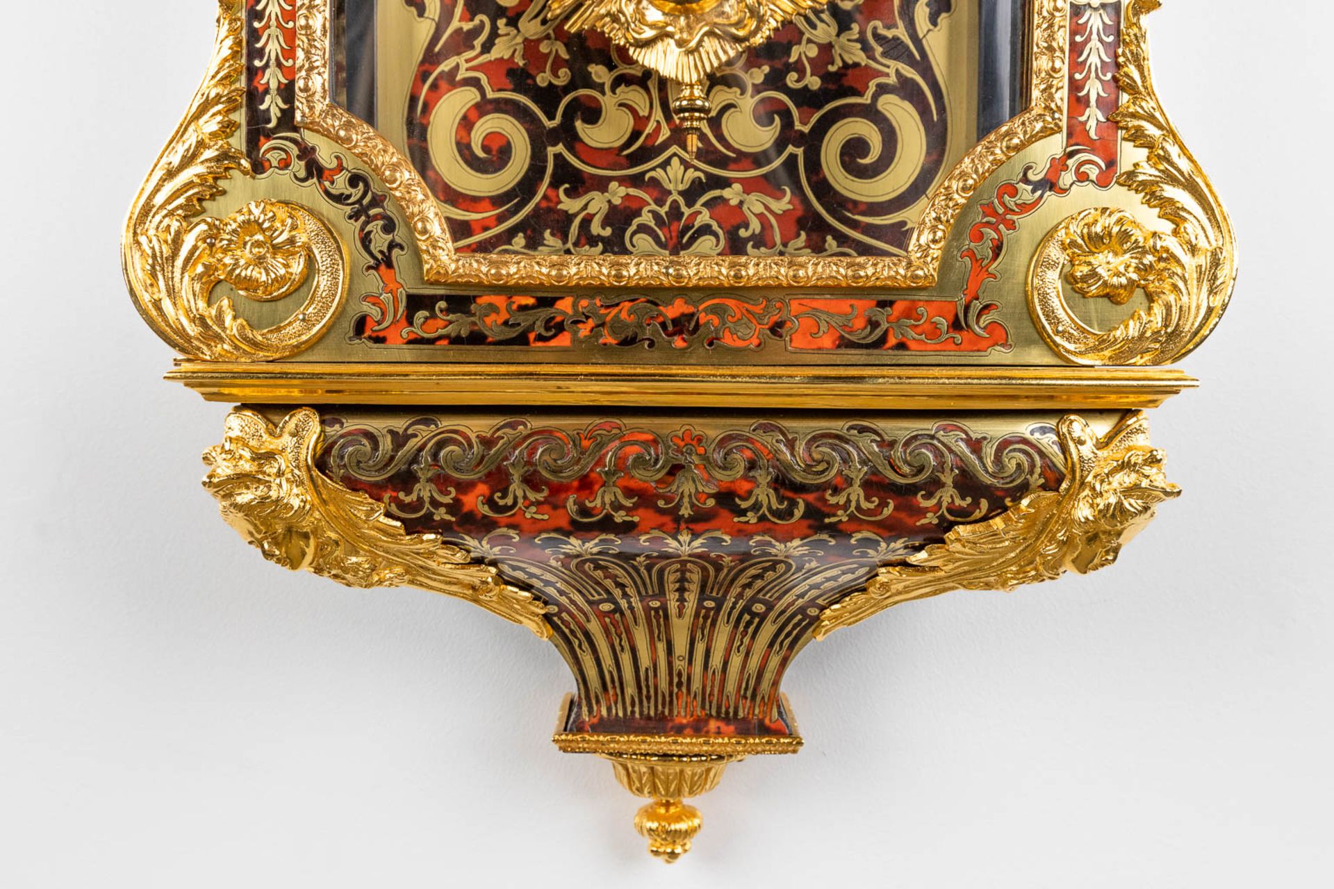 A Vienna Regulator clock, Boulle, Tortoiseshell and copper inlay, Napoleon 3, 19th C. (D:16 x W:36 x - Image 8 of 11