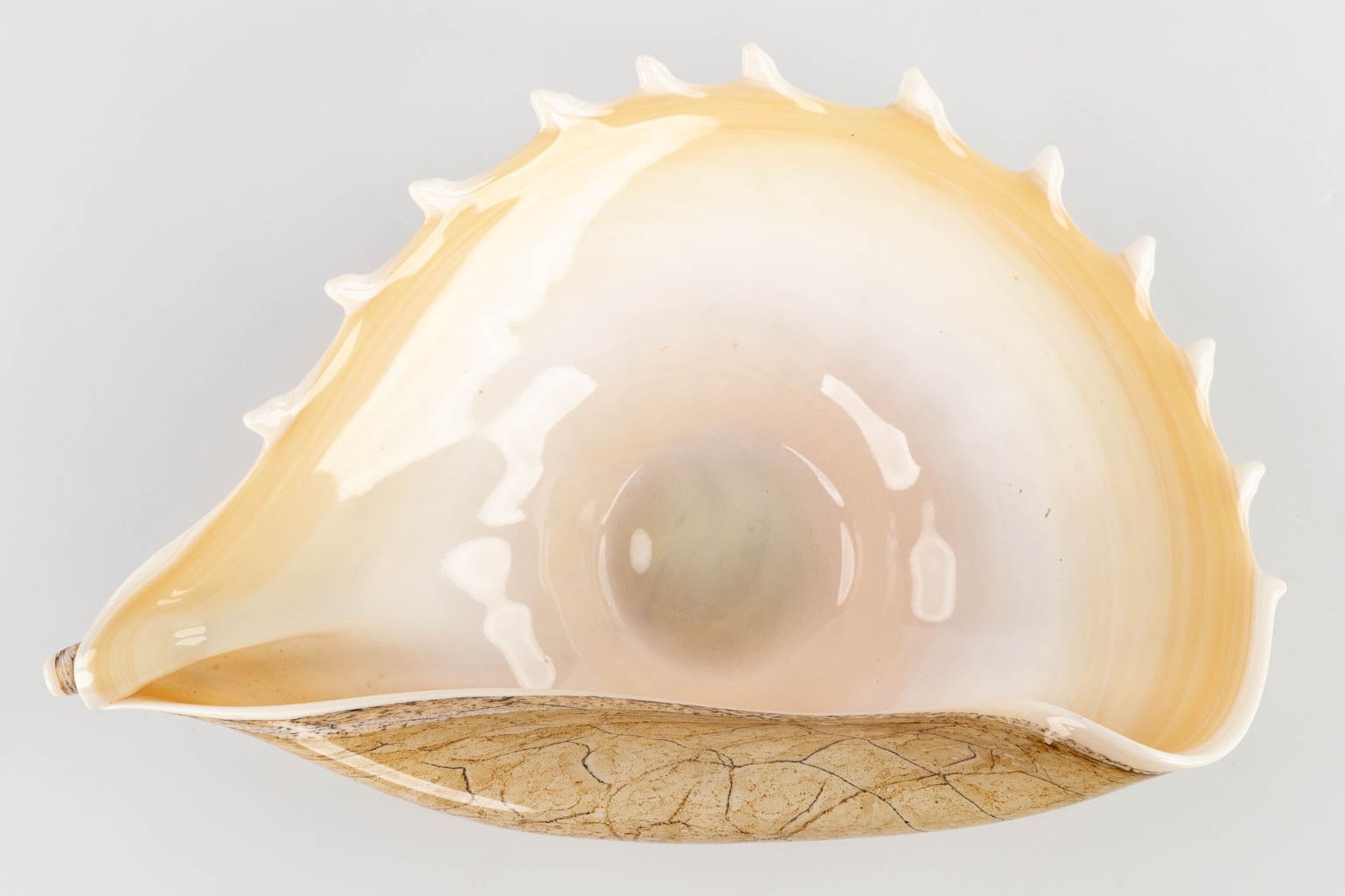 Two pieces of art glass, Sea shell and a bowl, Murano, Italy. (D:23 x W:34 x H:9,5 cm) - Bild 7 aus 14