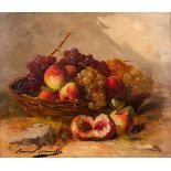 Bernard NEUVILLE (1852-1941) 'Still life with fruit' oil on canvas. (W:46,5 x H:38,5 cm)