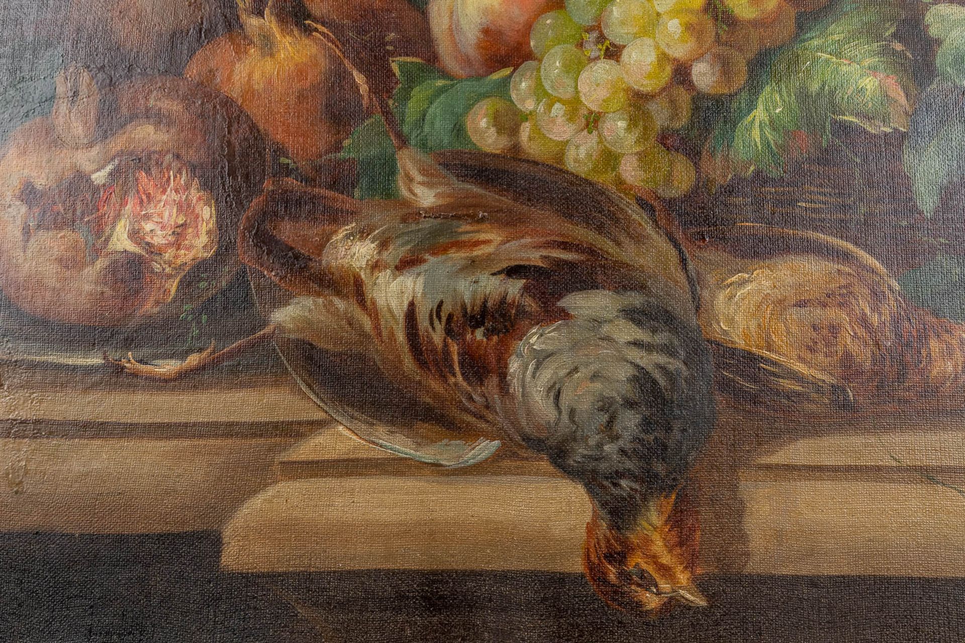 A 'Nature Morte' painting, oil on canvas. Signed 'Guillaume'. 19th C. (W:65 x H:49,5 cm) - Image 7 of 9