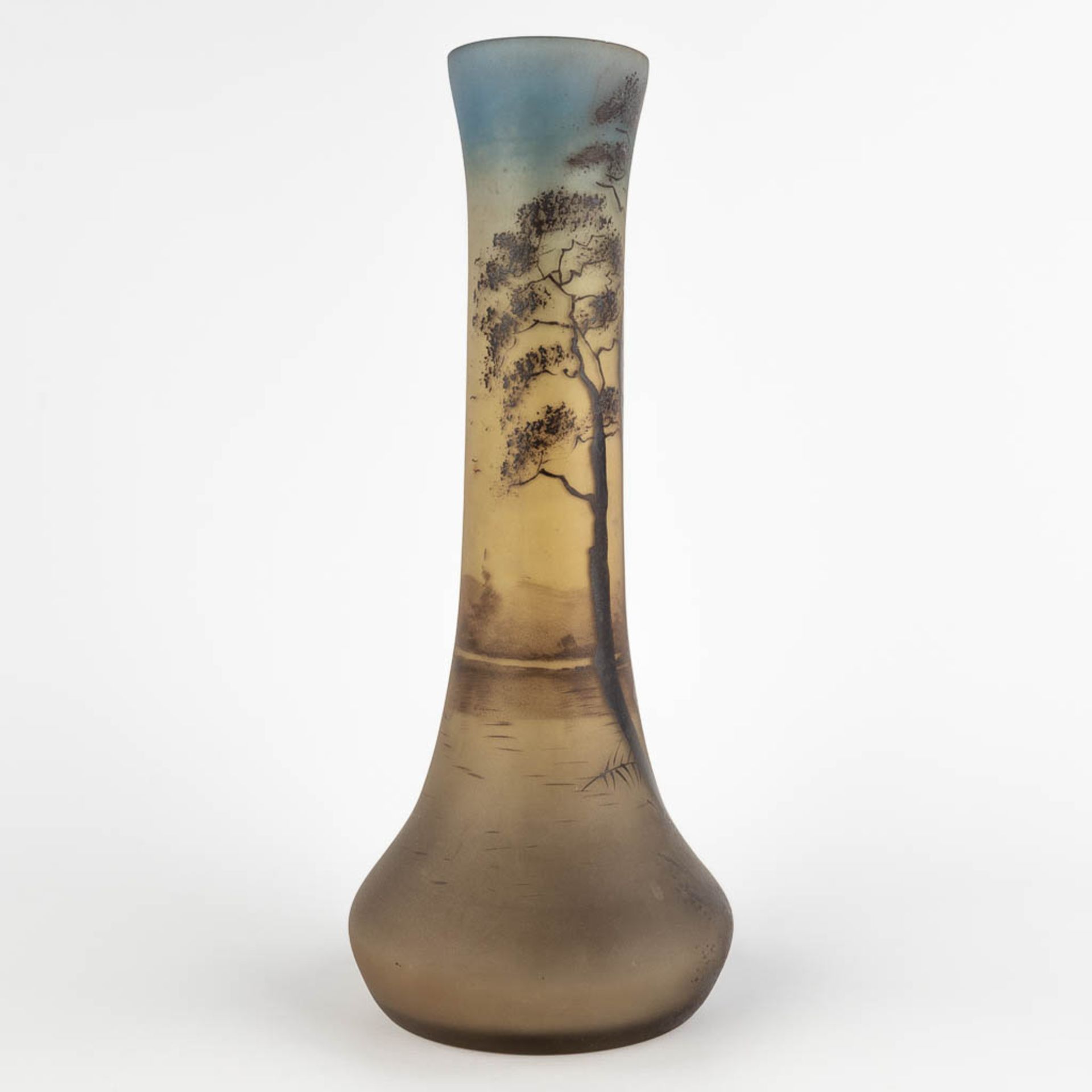 Pierre Jost for Verrerie Dolhain, a hand-painted vase. (H:35 x D:14,5 cm) - Image 4 of 11