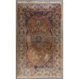An Oriental silk hand-made carpet, Persian. (D:157 x W:96 cm)