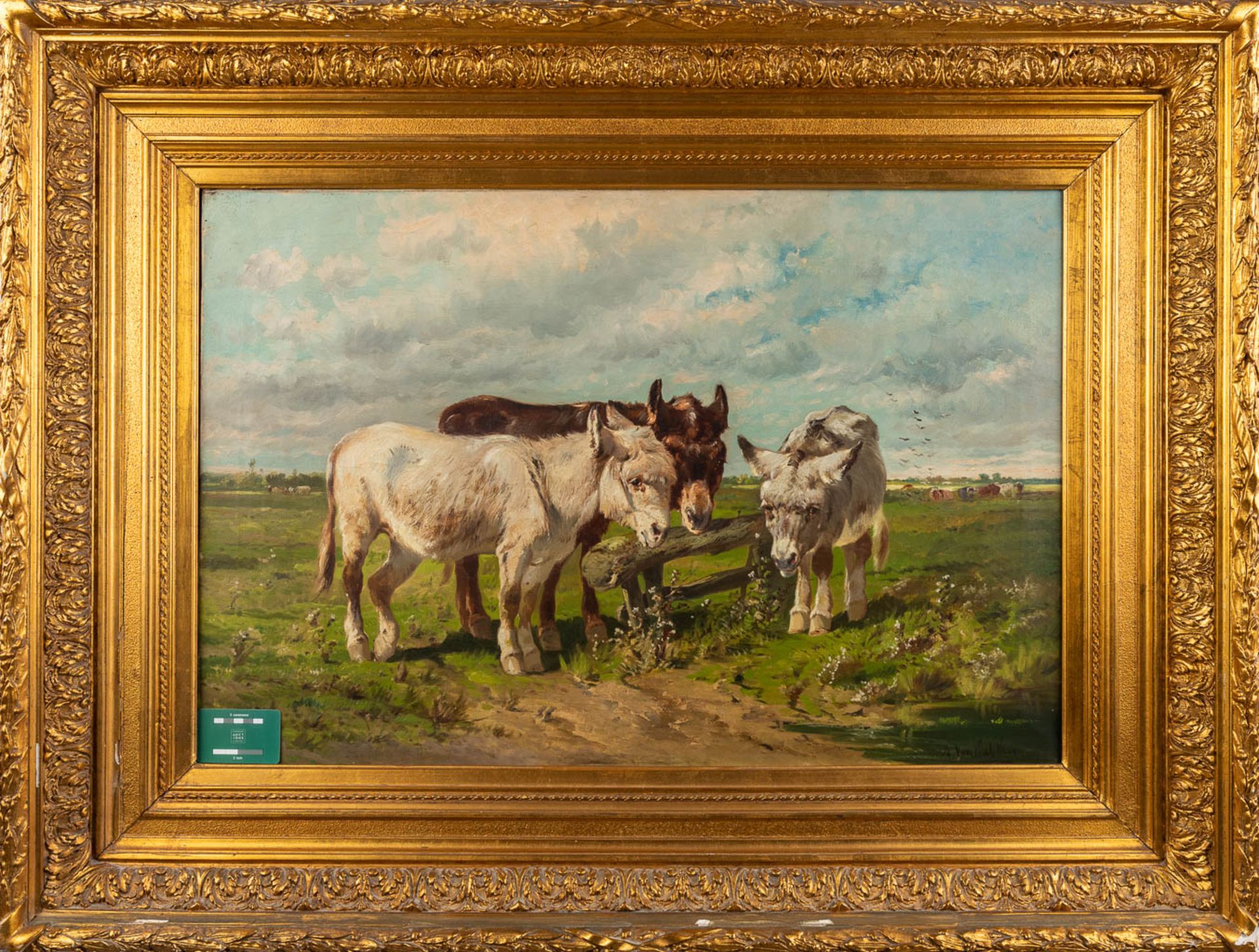 Henry SCHOUTEN (1857/64-1927) 'Three Donkey's' oil on canvas. (W:90 x H:61 cm) - Bild 2 aus 7