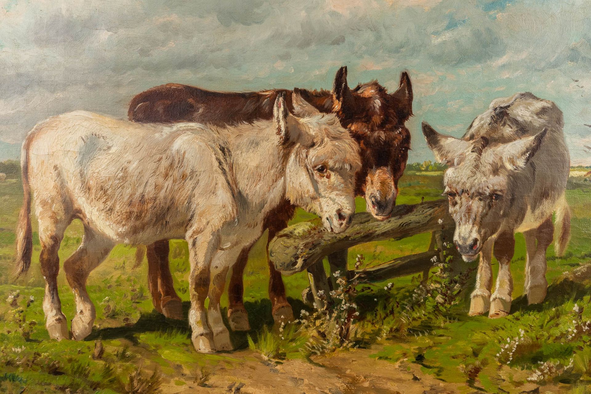 Henry SCHOUTEN (1857/64-1927) 'Three Donkey's' oil on canvas. (W:90 x H:61 cm) - Bild 4 aus 7