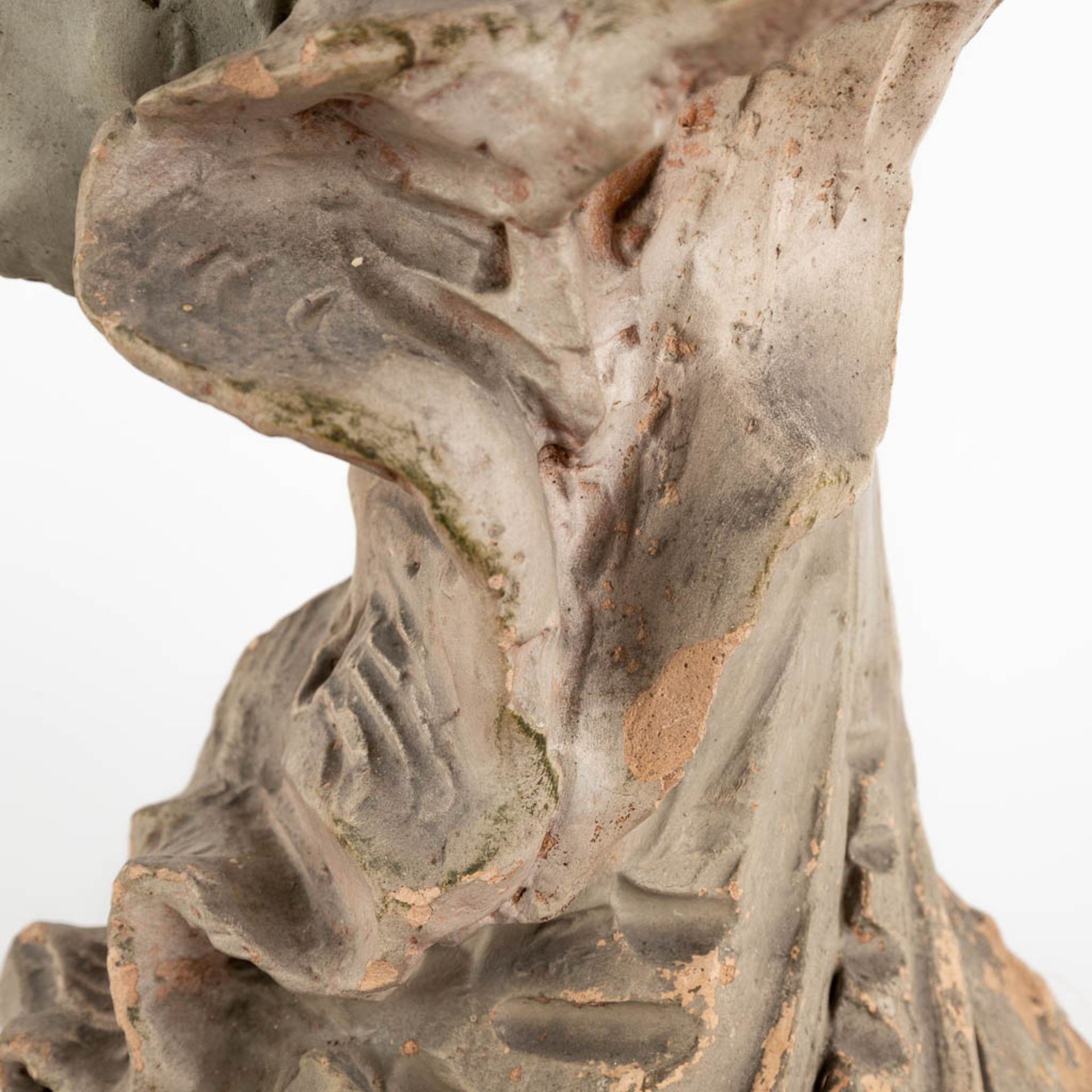 Van Hasselt &amp; Co, 'Bust of a lady' patinated terracotta. Art Nouveau period. (D:19 x W:28 x H:61 - Image 9 of 15