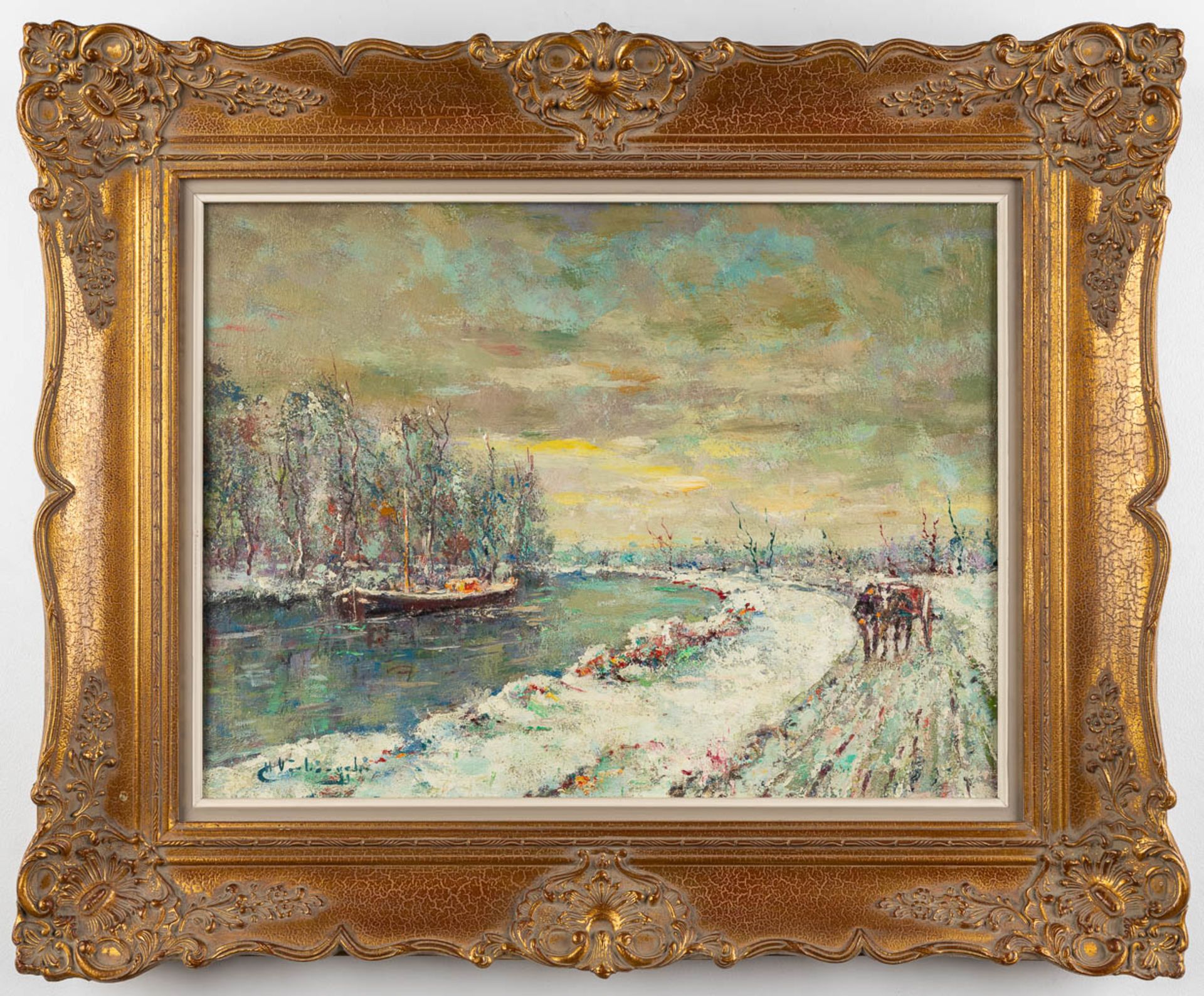 Charles Henri VERBRUGGHE (1877-1974) 'Winter Landscape' oil on panel (W:61 x H:46 cm) - Image 3 of 7
