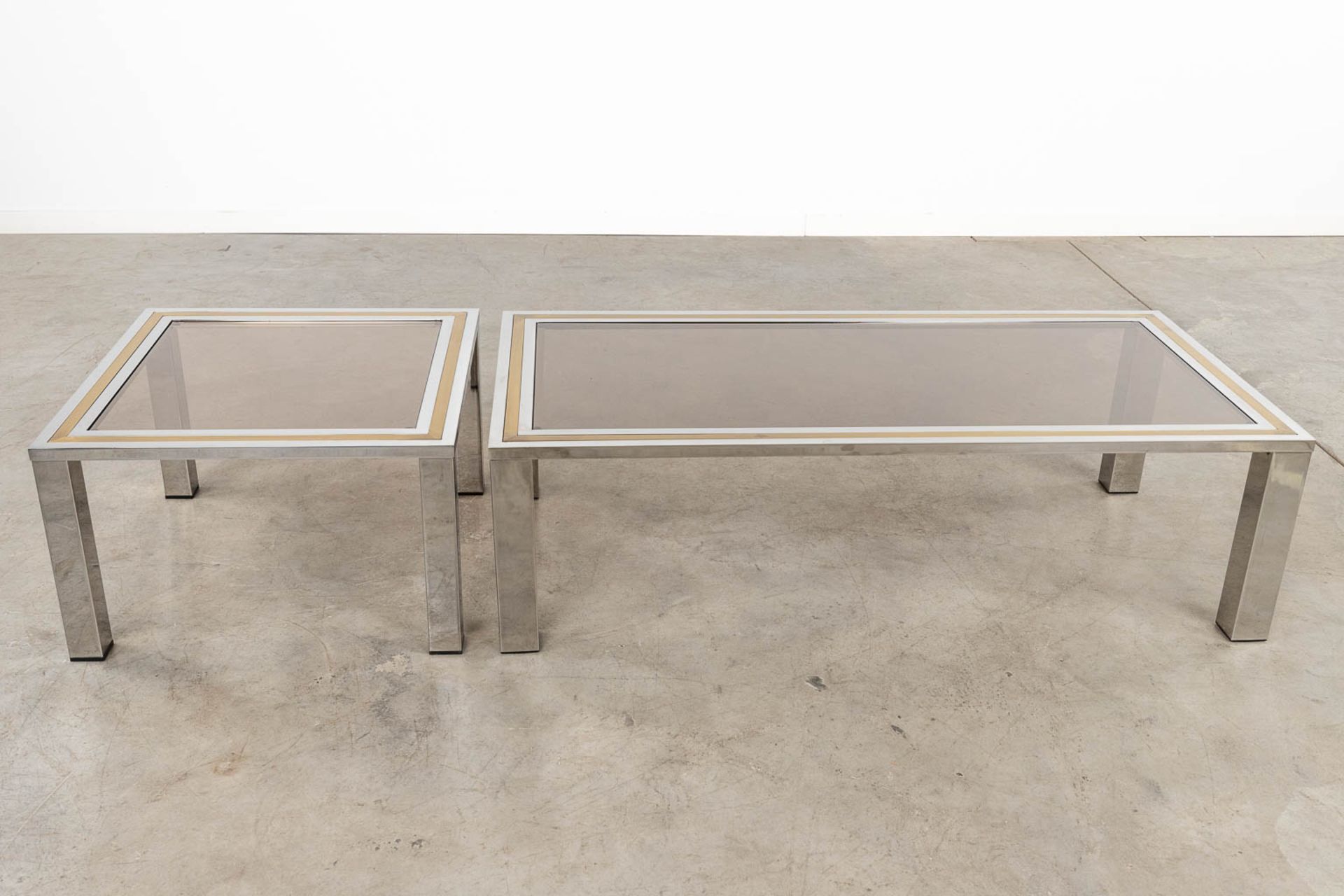 Belgo Chrome, a rectangular and square coffee table. Circa 1980. (D:59 x W:123 x H:36 cm) - Image 3 of 6