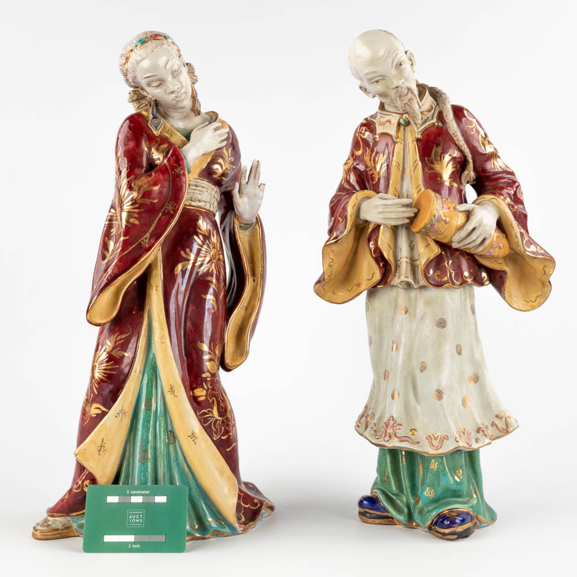 Eugenio PATTARINO (1885-1971) 'Asian Figurines' glazed terracotta. (D:18 x W:24 x H:46 cm) - Image 2 of 14