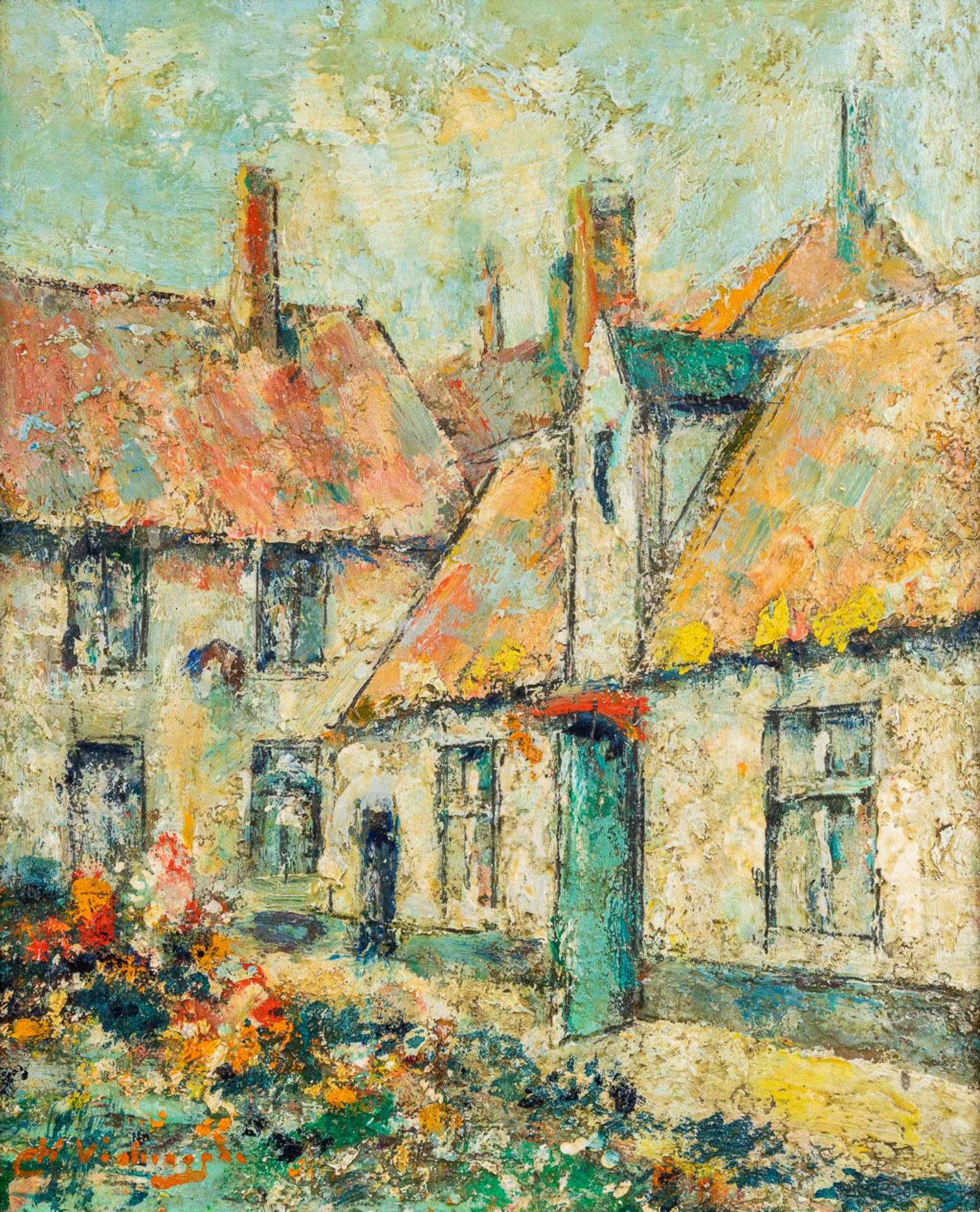Charles Henri VERBRUGGHE (1877-1974) 'Rooms Convent te Brugge' oil on panel (W:22 x H:27 cm)