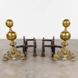 A pair of antique Flemish fireplace bucks made of bronze. Louis XIII style. 19th C. (W:35 x H:60 cm)