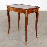 An antique side table, Louis XV, marquetry mounted with bronze, 18th C. (D:43 x W:64 x H: