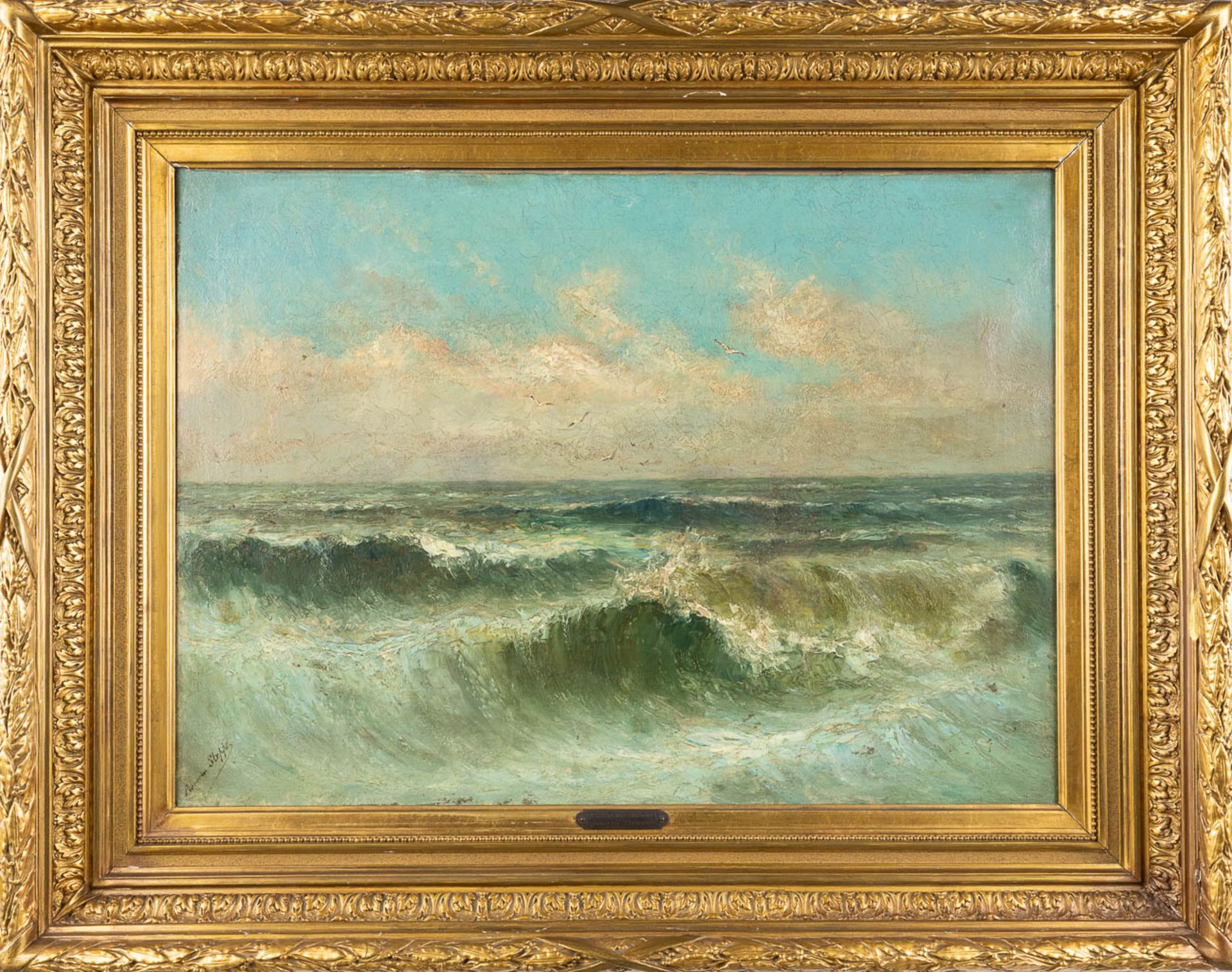 Romain STEPPE (1859-1927) 'View of the North Sea' oil on canvas. (W:69 x H:50 cm) - Image 3 of 7