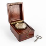 Zenith Chronometer, brass and mahogany. Circa 1900. (D:12 x W:15 x H:9 cm)
